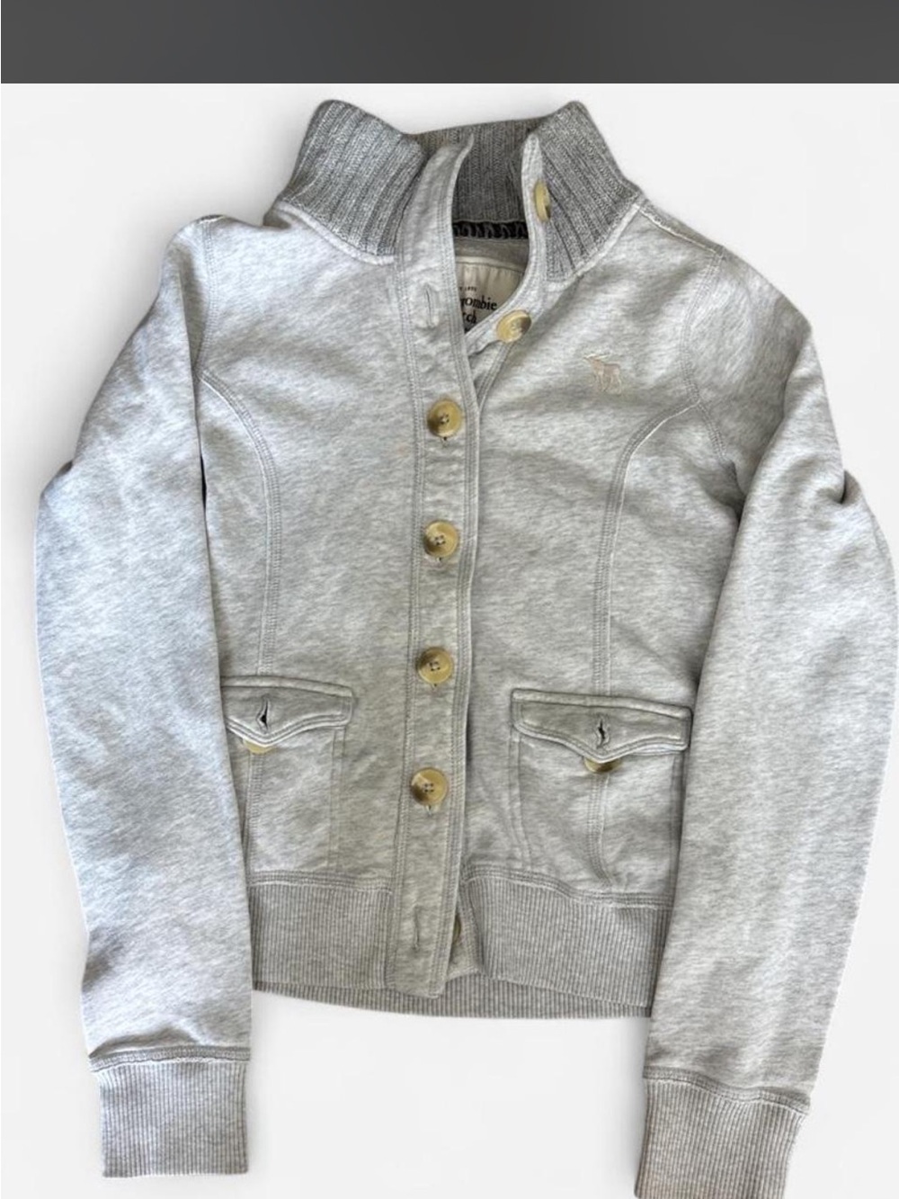 Vintage Abercrombie & Fitch Light Gray Button-Up Jacket Y2K